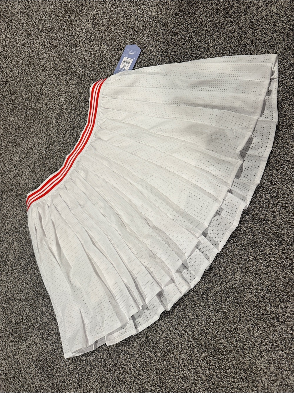 Avia White Pleated Skater Skirt with Red Striped Waistband
